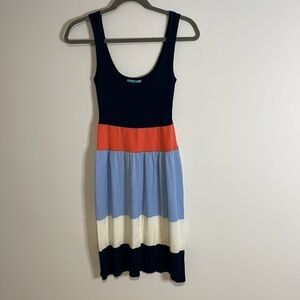 Stacia Bamboo ColorBlock Dress XS Navy Blue Coral Tank Stripe Mid Anthro